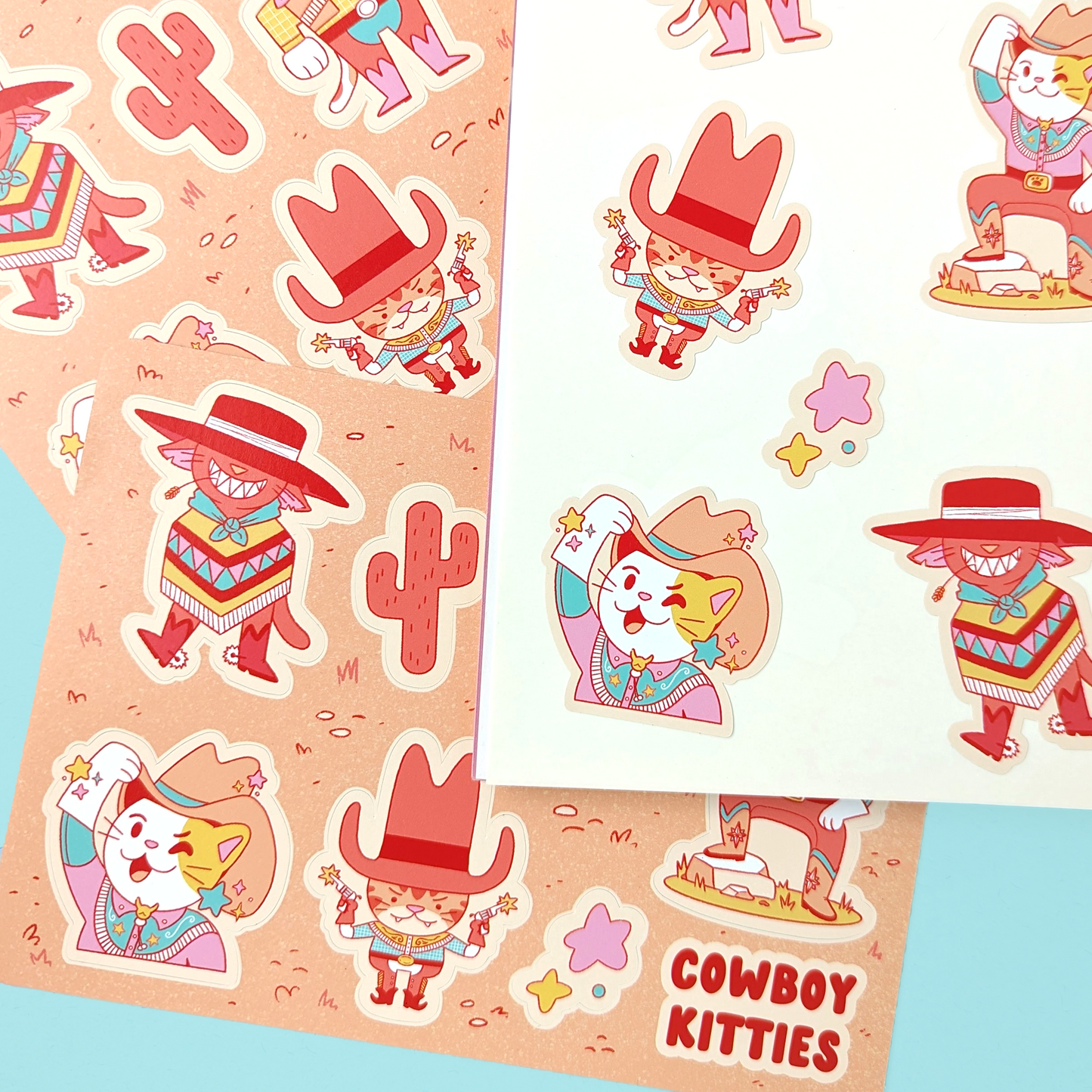 Cowboy Kitties Vinyl Sticker Sheet