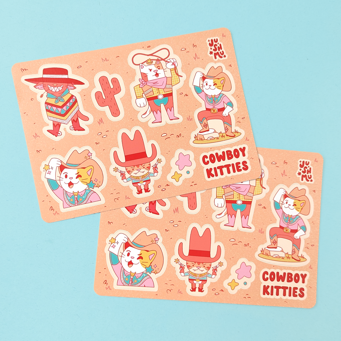 Cowboy Kitties Vinyl Sticker Sheet