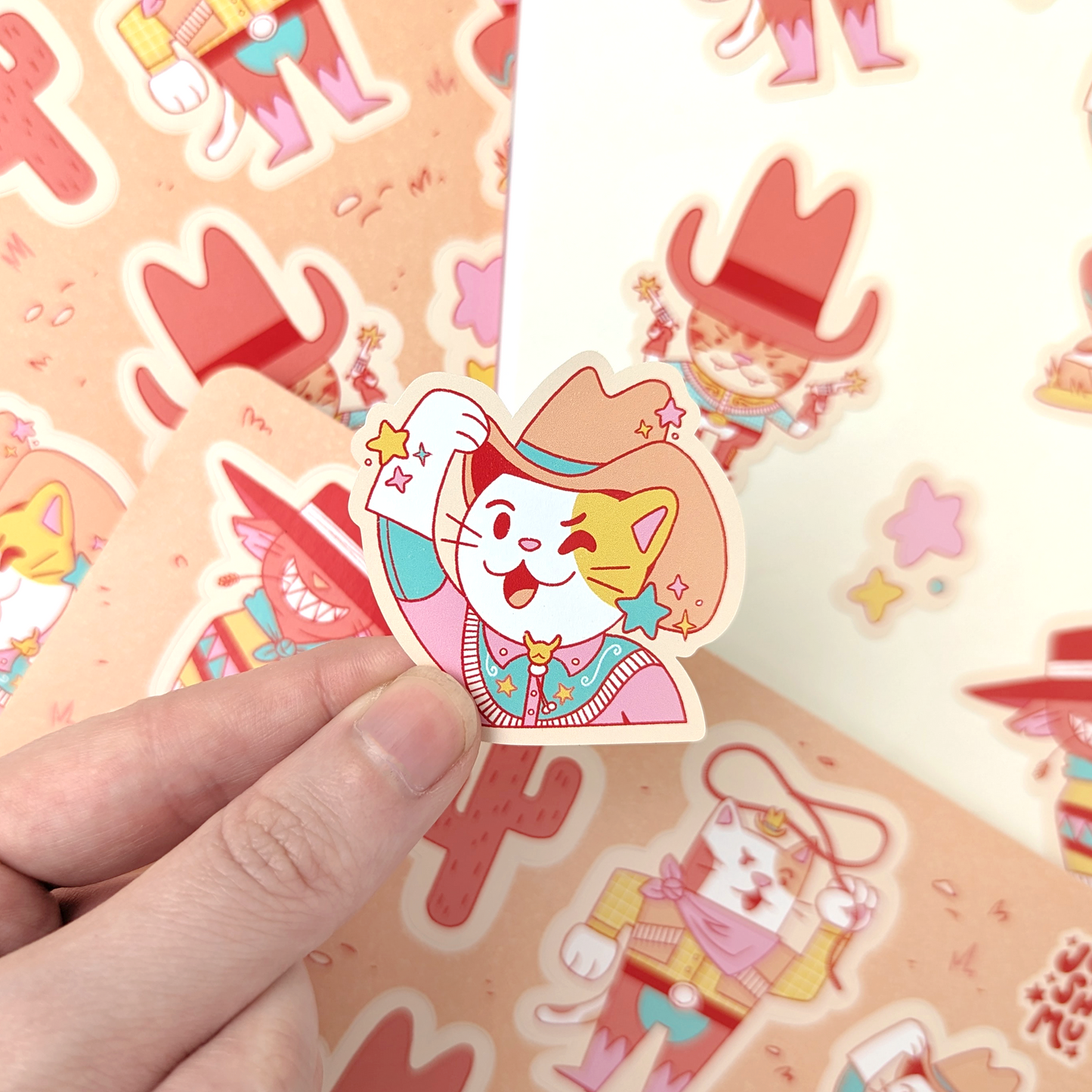 Cowboy Kitties Vinyl Sticker Sheet