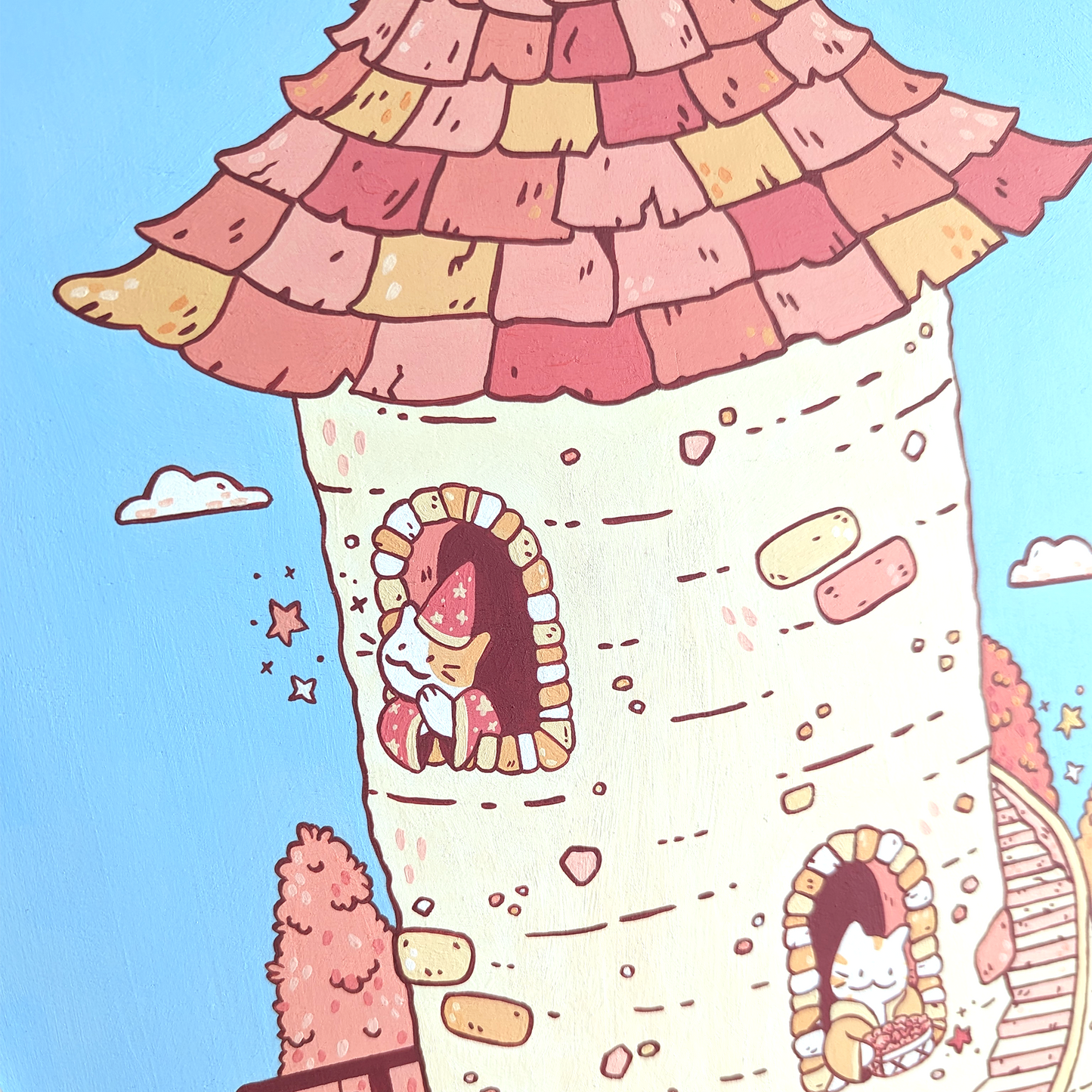 Meowgical Tower Original Painting