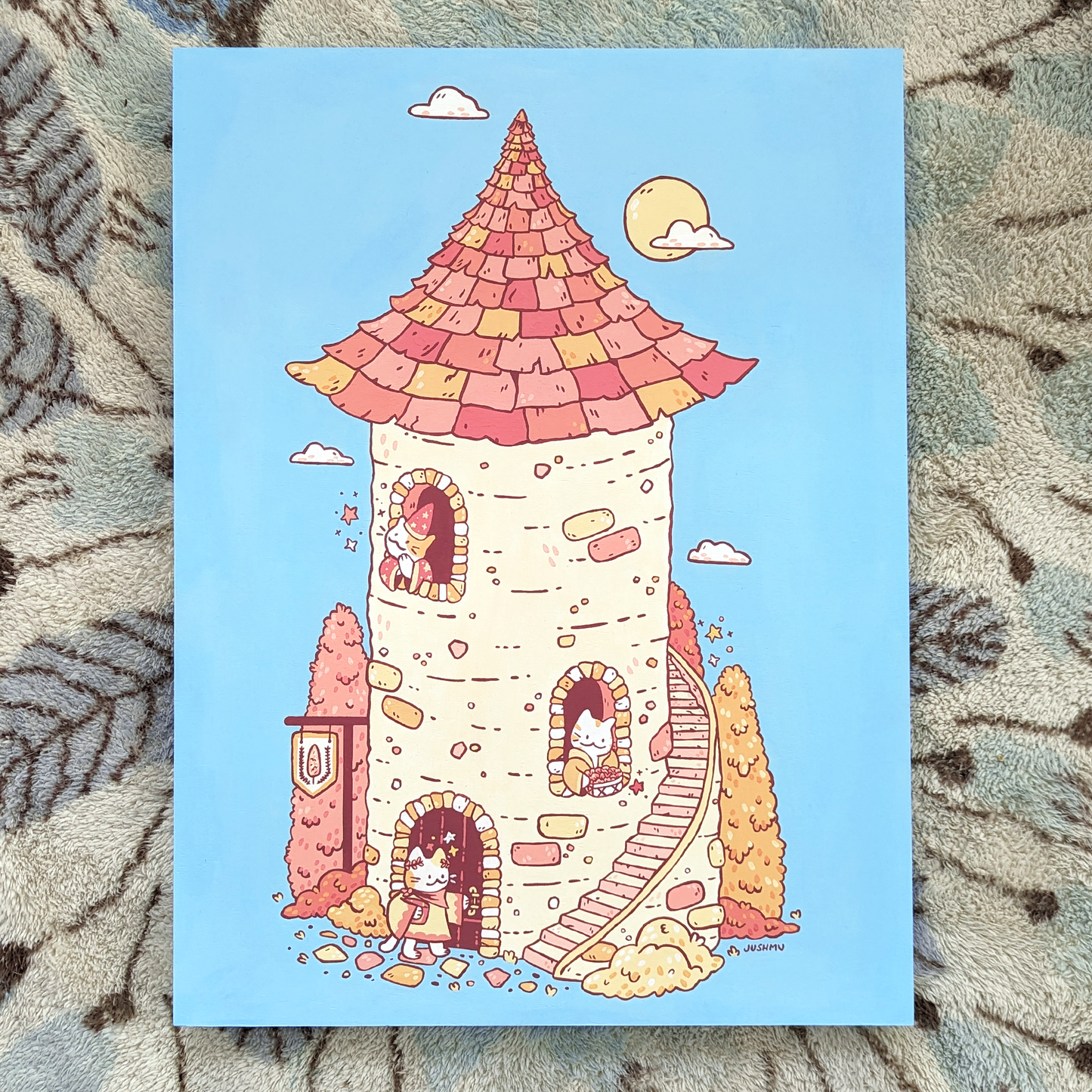 Meowgical Tower Original Painting