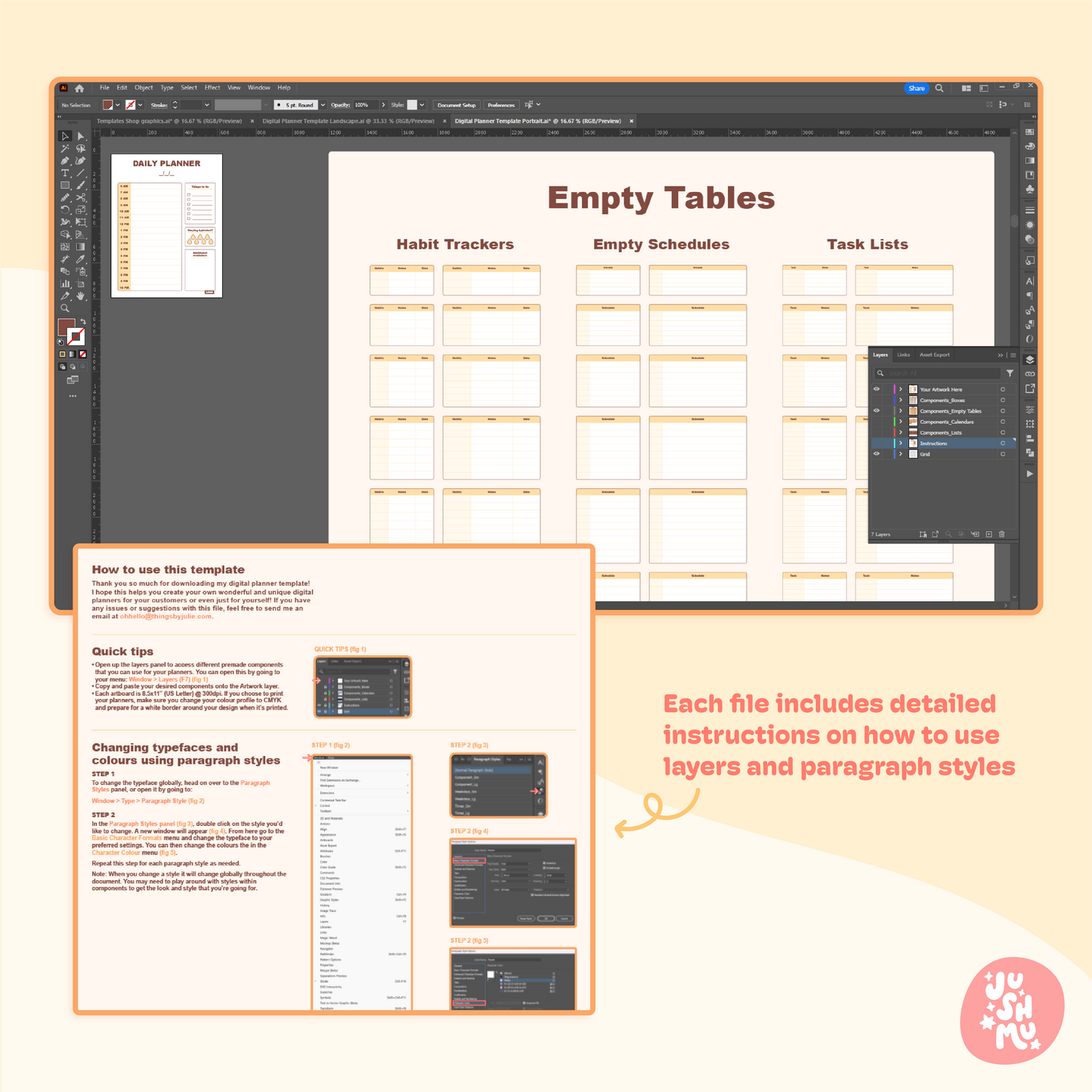 Digital Planner Template | For Adobe Illustrator
