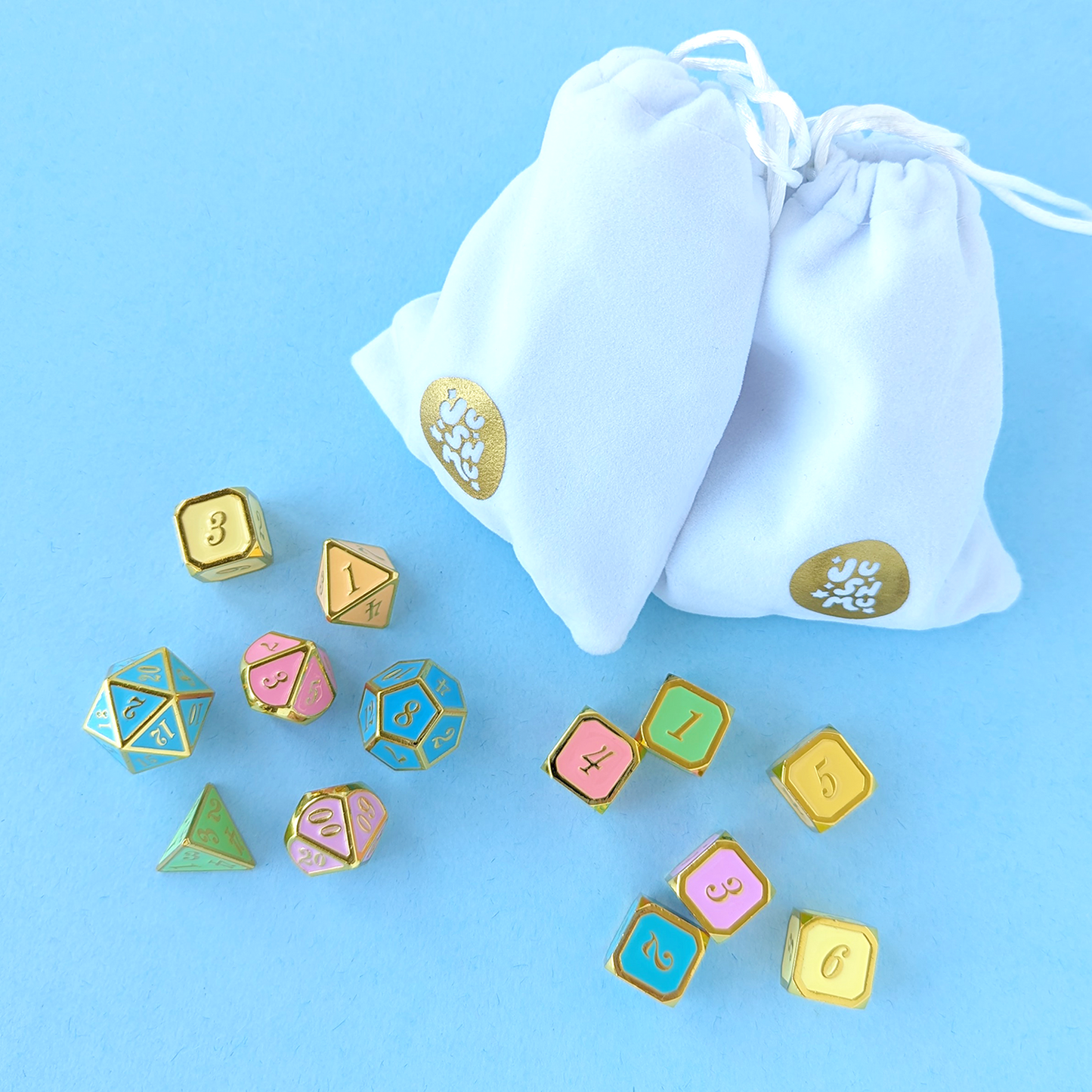 Soft Rainbow Metal Dice Set