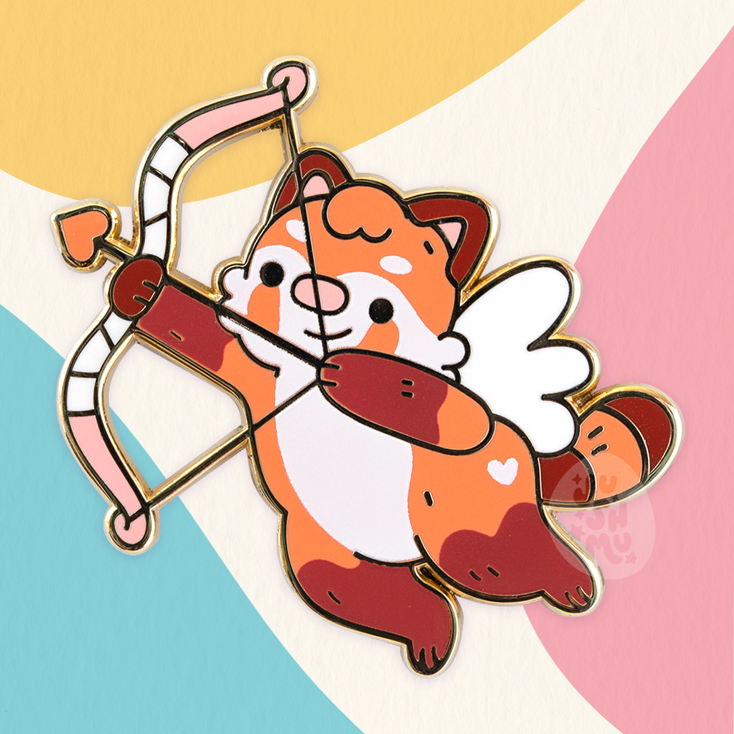 Red Panda Cupid Enamel Pin