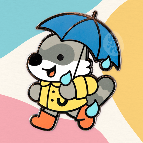 Rainy Raccoon Enamel Pin