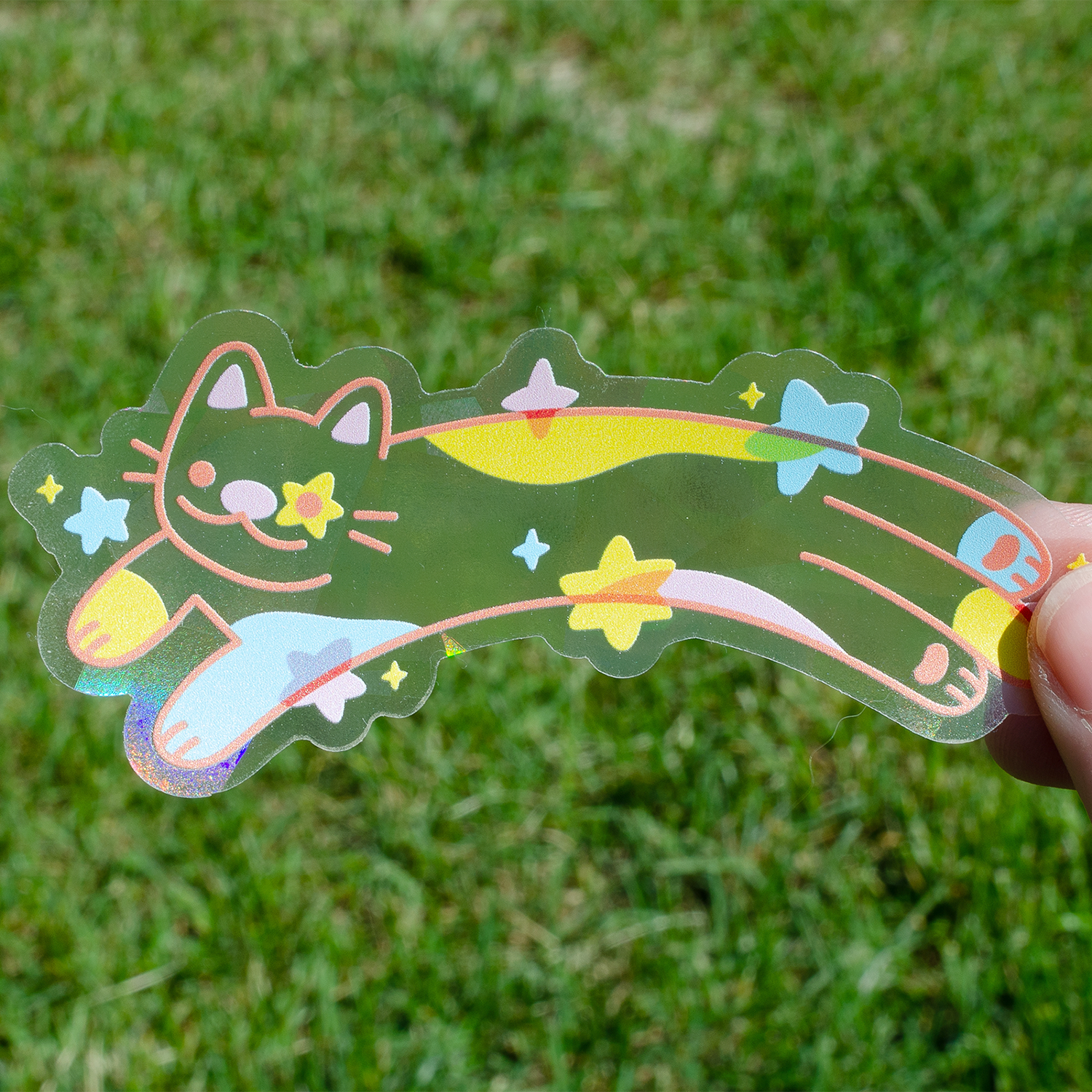 Long Cat Suncatcher Sticker