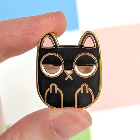 Black Sass Cat Enamel Pin