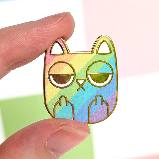 Rainbow Sass Cat Enamel Pin