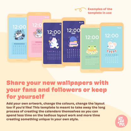 2025/2026 Monthly Mobile Wallpapers Template | For Adobe Illustrator