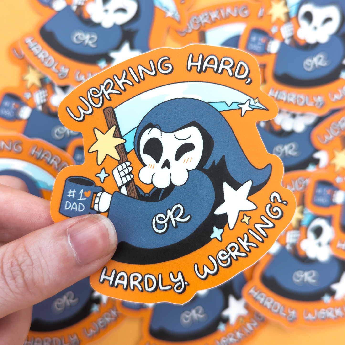 Hard Working Grim Reaper Vinyl Sticker