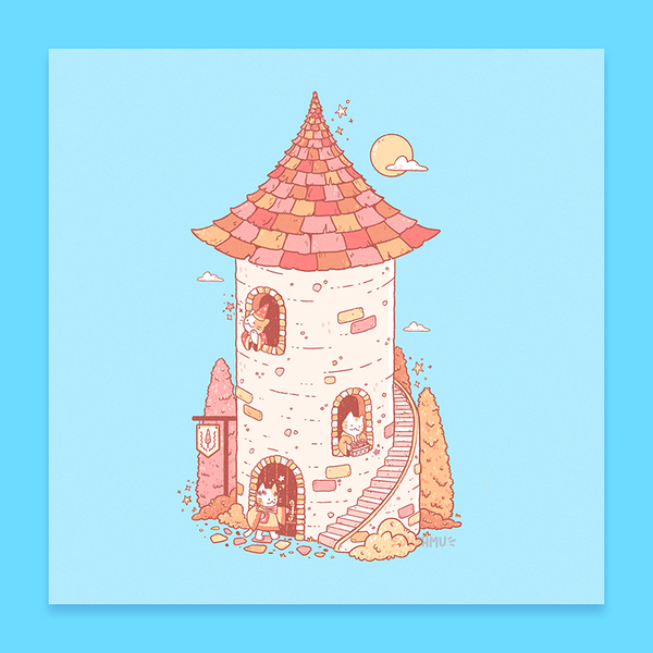 Meowgic Tower Art Print